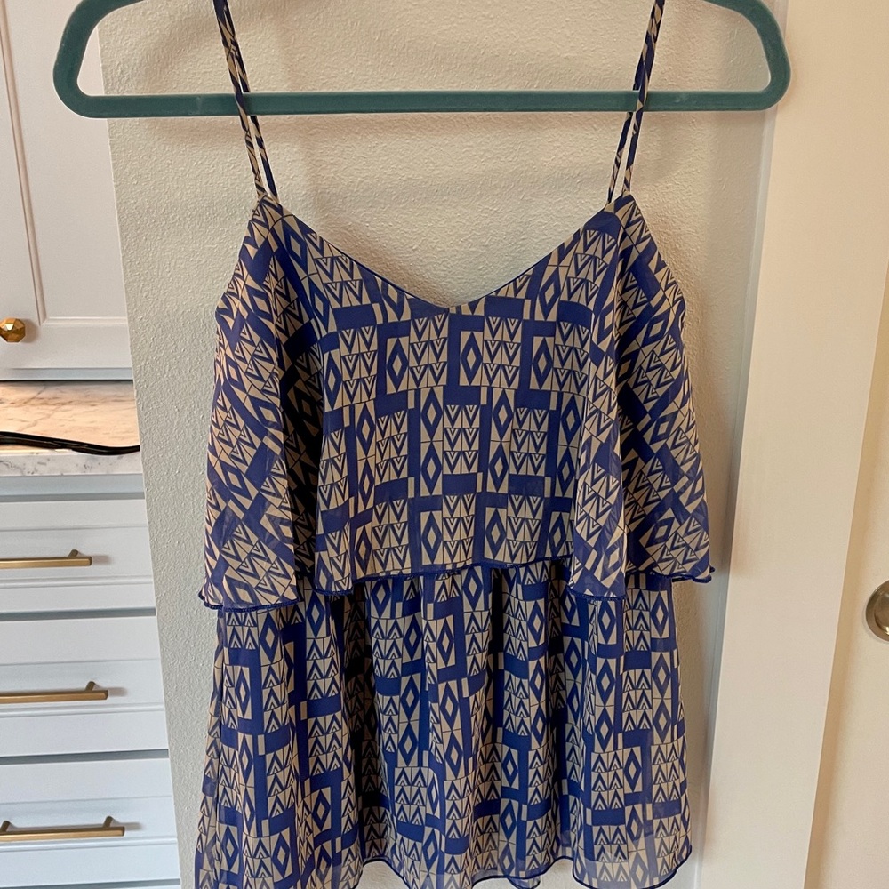 Blue patterned tank top